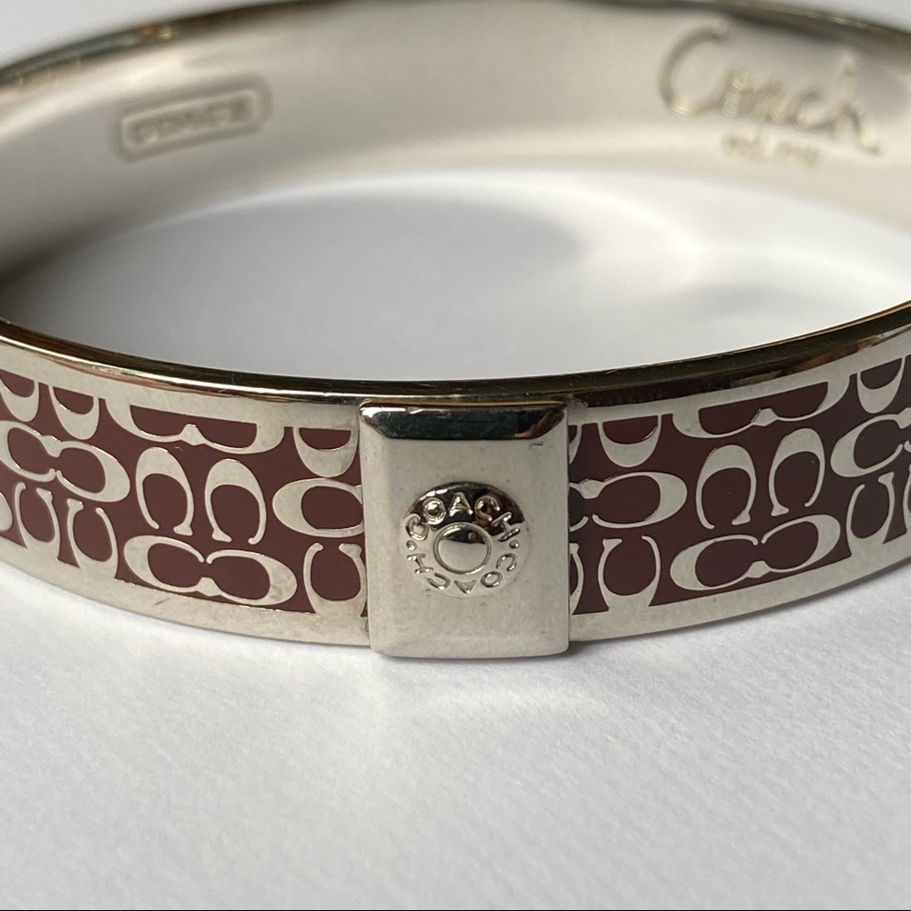 COACH Monogram C Silver Brown Signature Bangle
